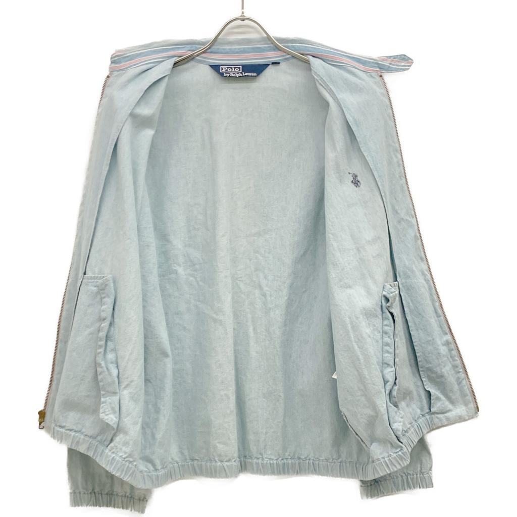 POLO RALPH LAUREN PMES-3402 Collar Stripe Chambray Zip-Up Jacket 90 Light blueUsed