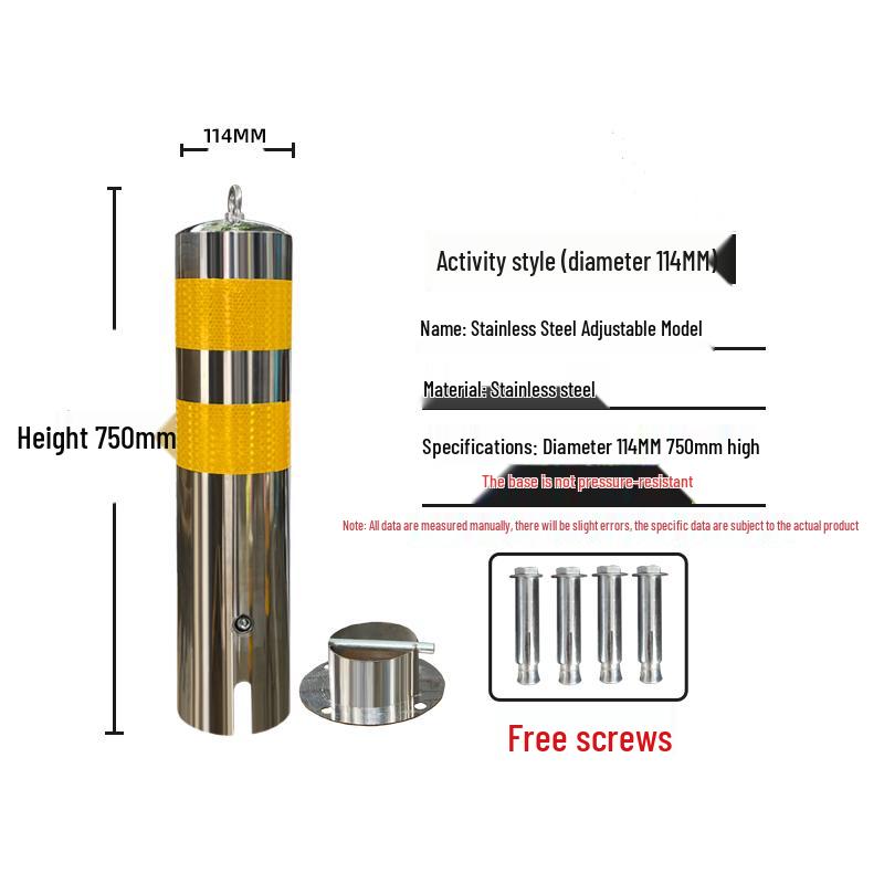 Stainless Steel Reflective Bollard: Thickened Anti-Collision Road Post, 304 Steel Parking Space Isolation Post.
