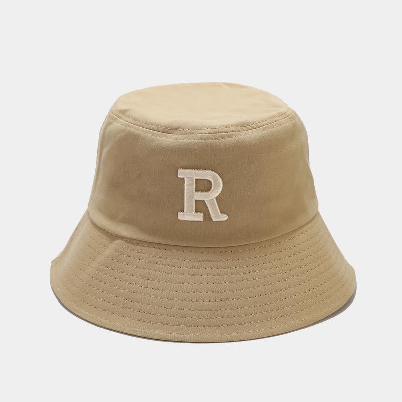 Spring and Summer New R Three-dimensional Letter Bucket Hat Ins Student Men's and Women's Casual Versatile Basin Hat Shows Small Face
