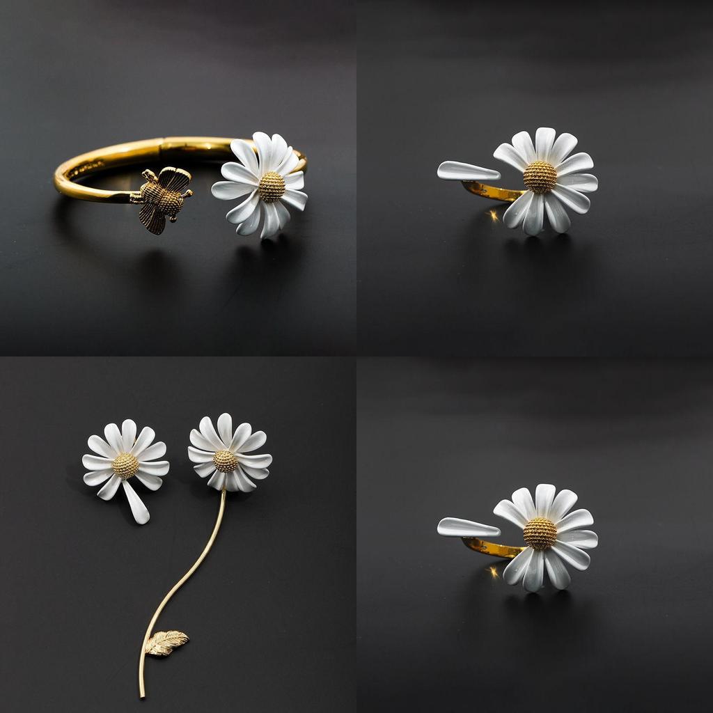 High Quality Daisy Flower Stud Earrings In Silver For Special Occasion Gift