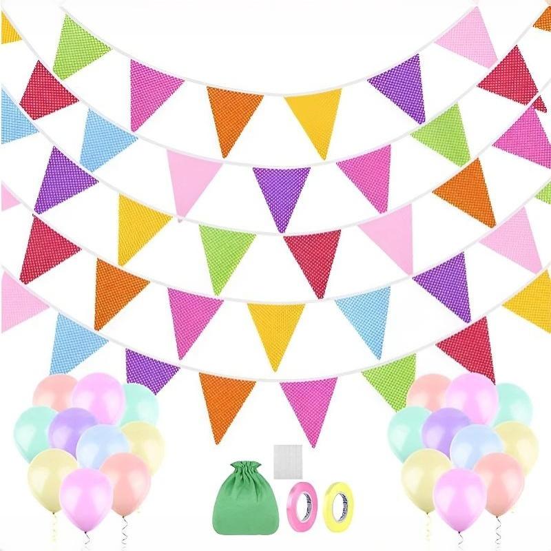 Triangle Bunting Flags 12M/40Ft Reusable Easy to Hang Banner for Wedding Birthday Bachelorette Party Decor