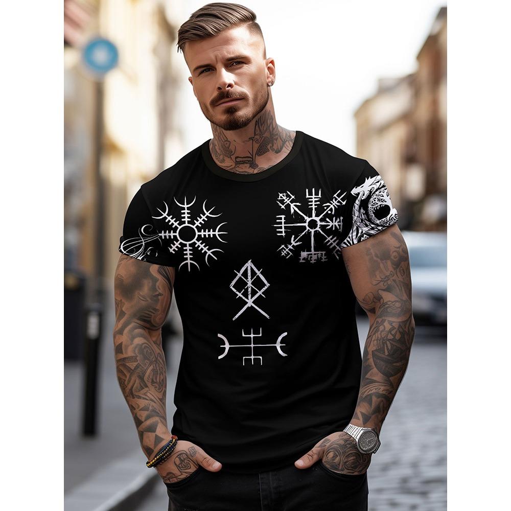 Egyptian Religious Style 3D Anubis Printed Men's Short-sleeved Shirt Outdoor Sports Men's Fitness T-shirt Street Fashion T-shirt