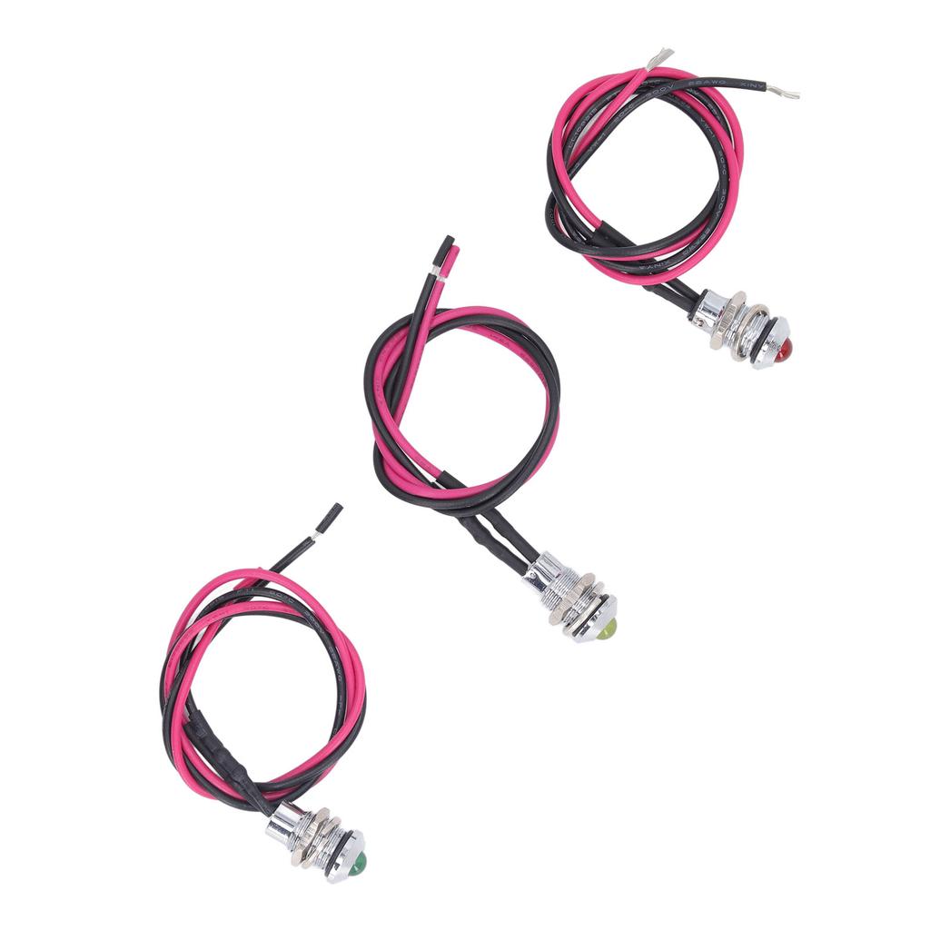 3 Stück LED Metall Kontrollleuchte Wasserdichte Signalleuchte mit Kabel für Auto LKW Boot 24V