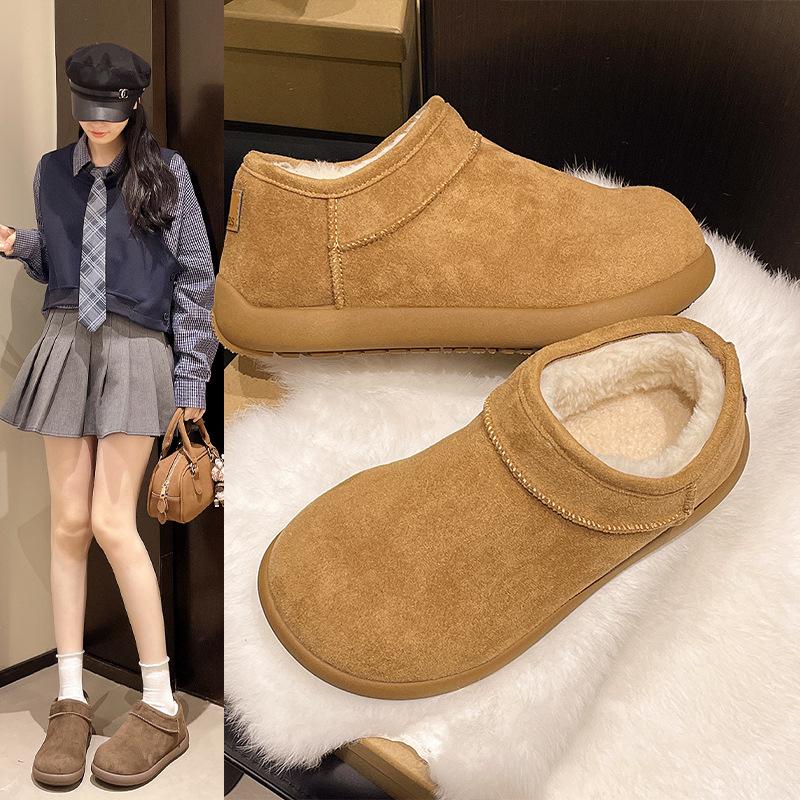 Damen Pelz ein dicker Boden erhöhend Winter leichte gepolsterte warme Schneestiefel rutschfest abriebfest lässige Sneaker Pelz Baumwollschuhe