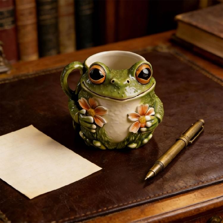 Taza de Resina Divertida para Regalo Diseño de Ranas Capacidad de 11 oz Taza para Beber Adecuada para Mantenimiento Fácil y Uso a Largo Plazo en el Día a Día