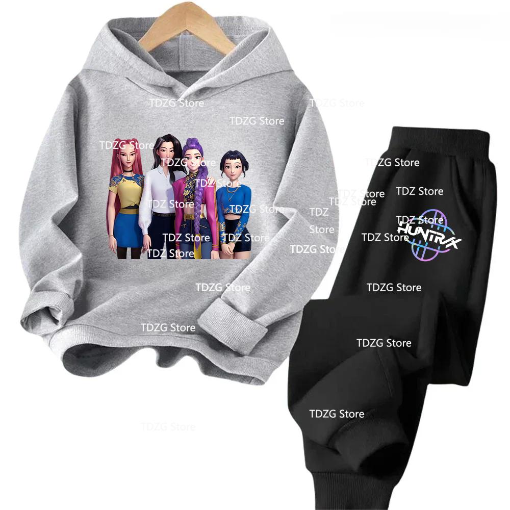 Hot Movie KPop Witch Hunter Group Fleece Hooded Children's Set Hoodies+Pants Suit Fashion Boy Girl Sport Tracksuit Autumn Winter