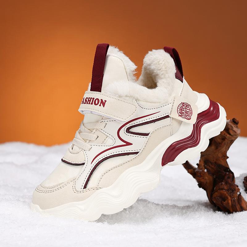 Winter Children's Fashionable Velvet Warm Cotton Sports Shoes Outdoor Casual Snow Boots Casual Sports Cotton Shoes 29-39