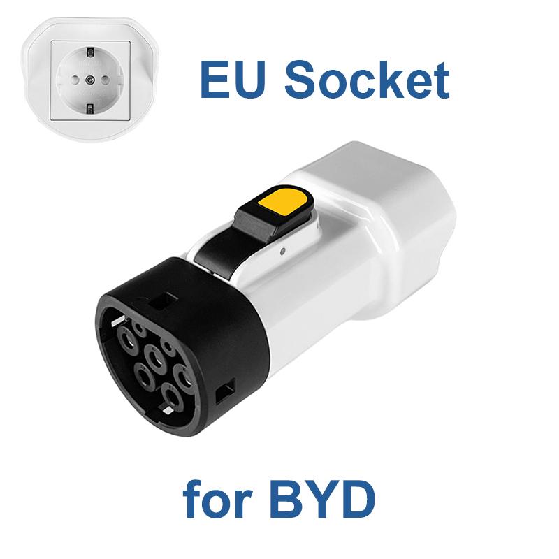 EVqiaoyi Type2 V2L Discharger Adapter 16A 3.5KW Type2 Car Discharge Plug with EU Socket for Camping, BYD Jaecoo MG Renault Type2 V2L