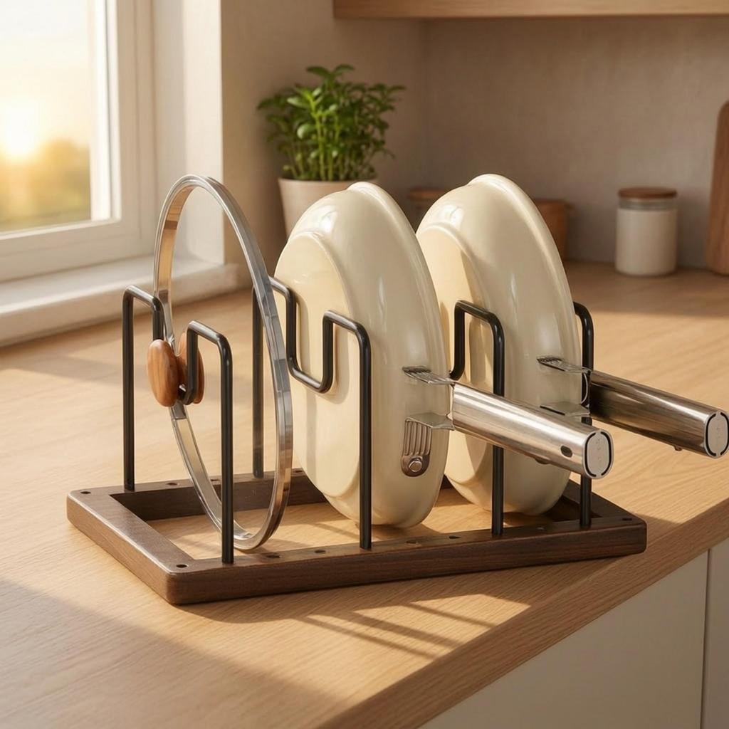 Baking Tray Rack Sturdy Pan and Lid Organizer Hard-Wearing for Countertop