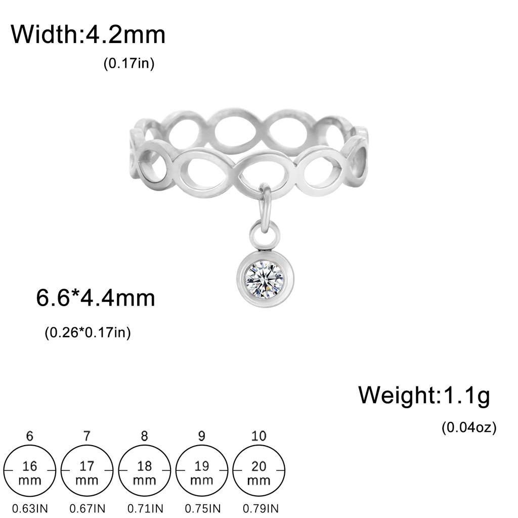 Teamer Infinity Rings with Zircon Pendant Tassel Chain Women Stainless Steel Geometric Rings Couple Jewelry Gift Wholesale