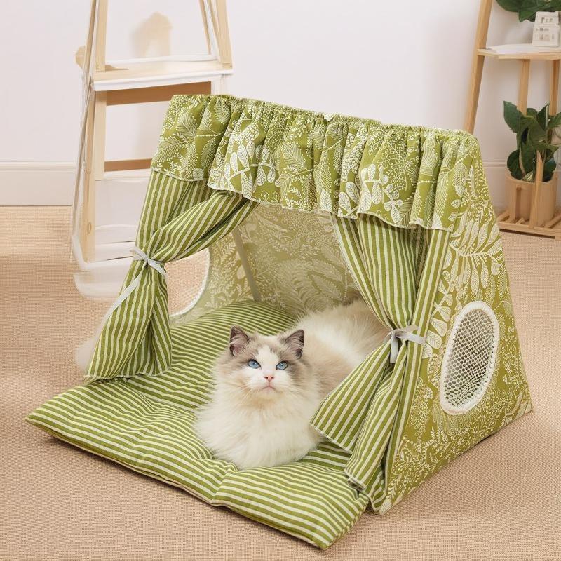 Cat Tent Bed Enclosed Removable Washable Summer Cozy House All Seasons Pet Nest For Cats And Small Dogs Home Living Room Gift