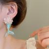Cute Fishtail Drop Earrings Pearl Beach Style Earrings Sweet Mermaid Resin Earrings  Beach