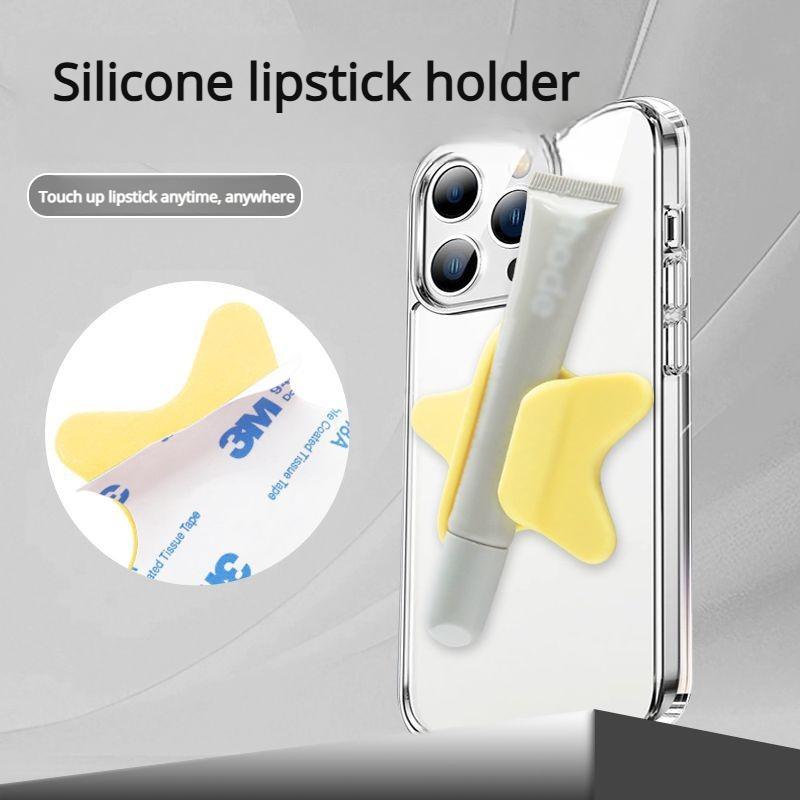 Multi-Color Portable Phone Stand | Lipstick/Lip Gloss Shape Star Design | Silicone Adhesive Lazy Mount for for All Phone Case