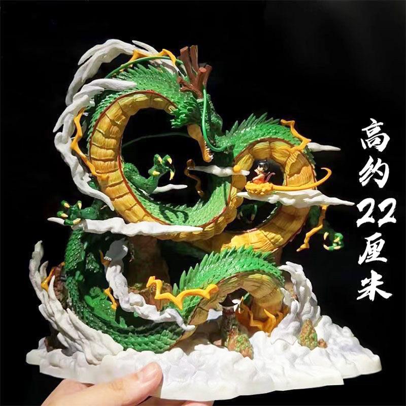 24cm Dragon Ball Goku And Shenron Anime Action Figure Model Toy Pvc Static Statue Doll Desktop Ornament Collection Figure Gifts