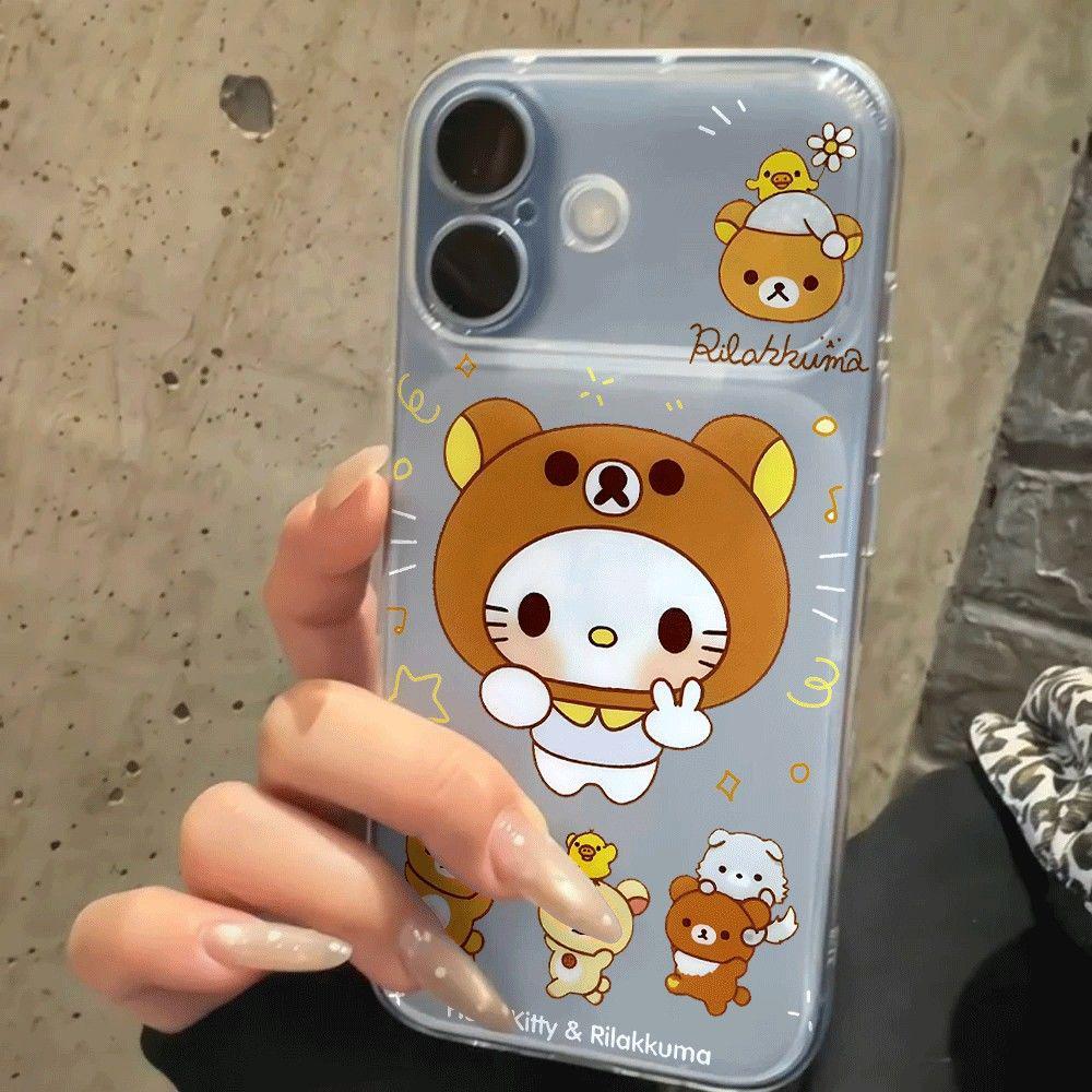 Rilakkuma Kitten Large Window Soft Case for Apple 17promax 16/15/14pro Phones.