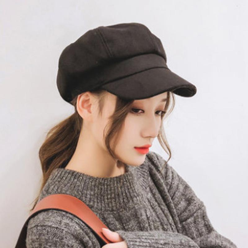 Women All Match Solid Color Short Brim Beret for Autumn Winter Wear