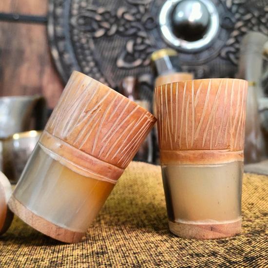 Set of 12 Viking Horn Glass Authentic Mini Horn Mugs Drinkware for Mead, Whiskey, Home Décor Handmade Medieval Cups
