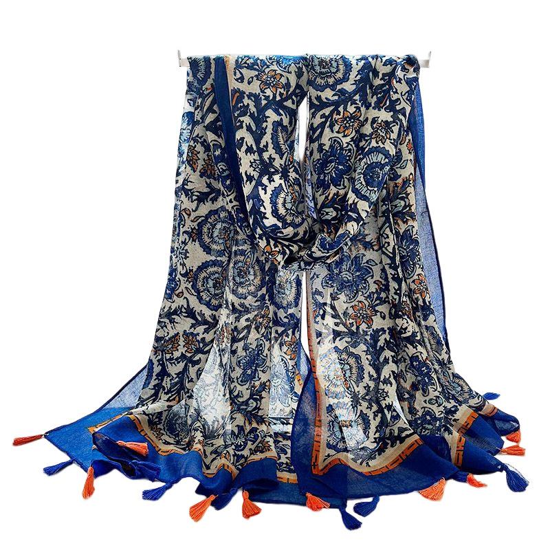 Fashion Luxury Petal Floral Tassel Viscose Shawl Scarf Lady High Quality Wrap Pashmina Stole Bufandas Muslim Hijab 180*90Cm