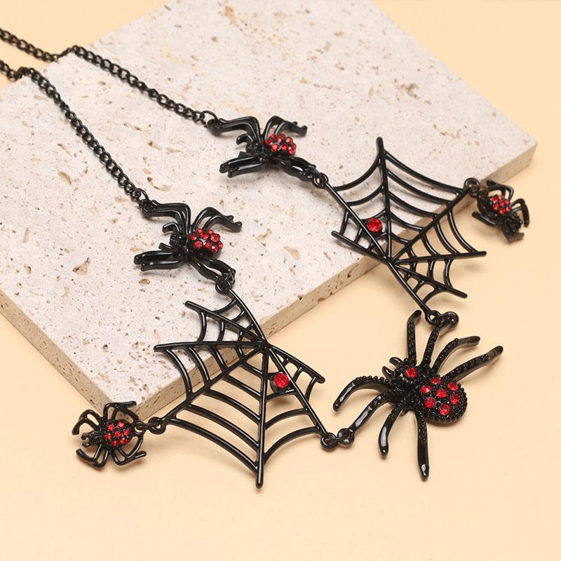 Halloween Party Punk Spider Web Jewelry Set Black Gothic Insect Earrings Necklace for DIY Jewelry Making Accessories