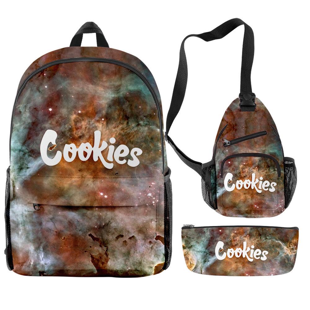 

Cook 3D Digital Printed Backpack Anti-Splash Travel Backpack Student School Bag Oxford Cloth Computer Bag three-piece backpack