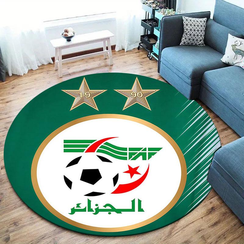 Algeria National Football Team Round Area Rug,Carpet Rug for Living Room Bedroom Sofa Playroom Decor,Non-slip Floor Mat