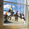 Bird Themed Glass Sticker on Branch Window Sticker, Colorful Birds Decorative Static Bathroom Cling Decal, Waterproof Removable Animal for