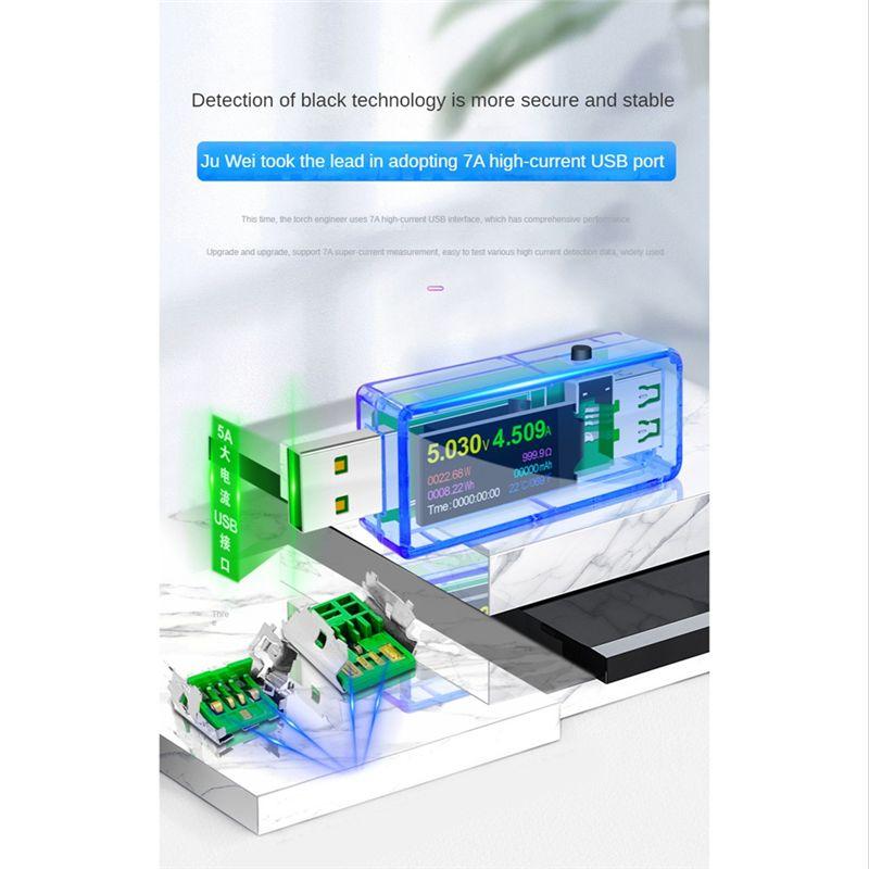 U96P 6.5A 13 In 1 USB Tester DC Digital Voltmeter Voltage Current Volt Ammeter Detector Indicator Meter Clear Blue