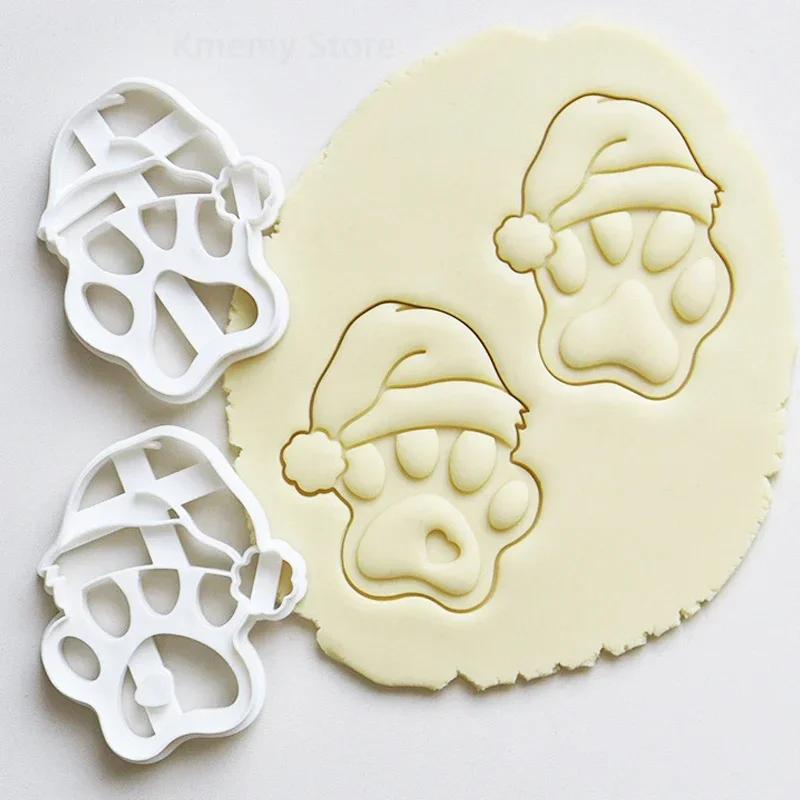 Santa Hat Claw Heart Cookie Cutter Mold 3D Plastic Christmas Claws Fondant Bisacuit Stamp Embossing Die Cake Decorating Tools