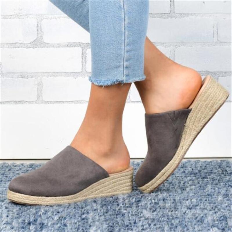 Women Wedge Slippers Premium Slippers Vintage Anti-slip Casual Female Platform Retro Wedges Shoes Plus Size 34-43 Sandals