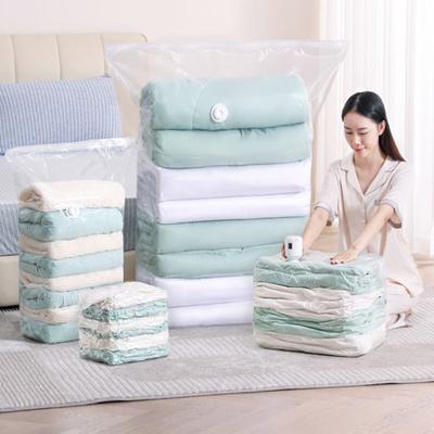 Sac de compression sous vide Matériau épaissi Grande capacité Aucune pompe nécessaire Compression Transparent avec valve d'air Anti-poussière Résistant à l'humidité Déménagement