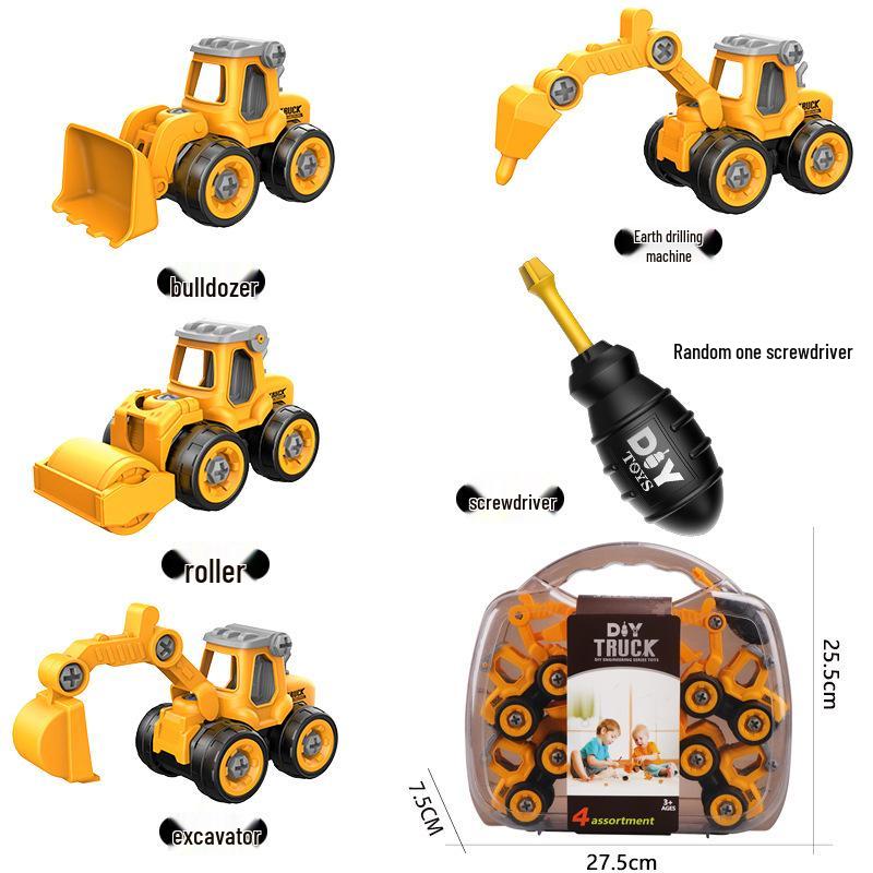 Children's Engineering Excavator Toy Set with Detachable Parts