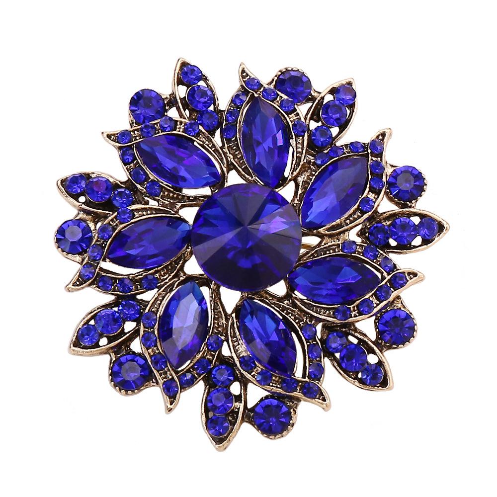 DIEZI 6 Farben Luxus Vintage Blume Kristall Strass Broschen Damen Mädchen Party Hochzeit Mode Brosche Zubehör Schmuck