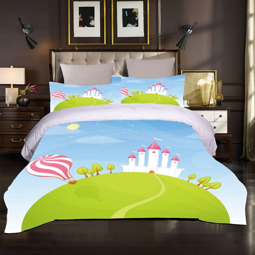 Twin Size Bedding 3D Duvet Cover Set for Children Building Castles 3pcs Luxury Bedding Bed Single Quilt Cover Queen King