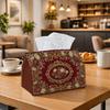 1pc Vintage Royal Crimson Rose Tissue Holder | Versatile Napkin Dispenser, Ideal for Home, Gatherings, Car Decor Ornate Baroque Medallion - Stylish Ti