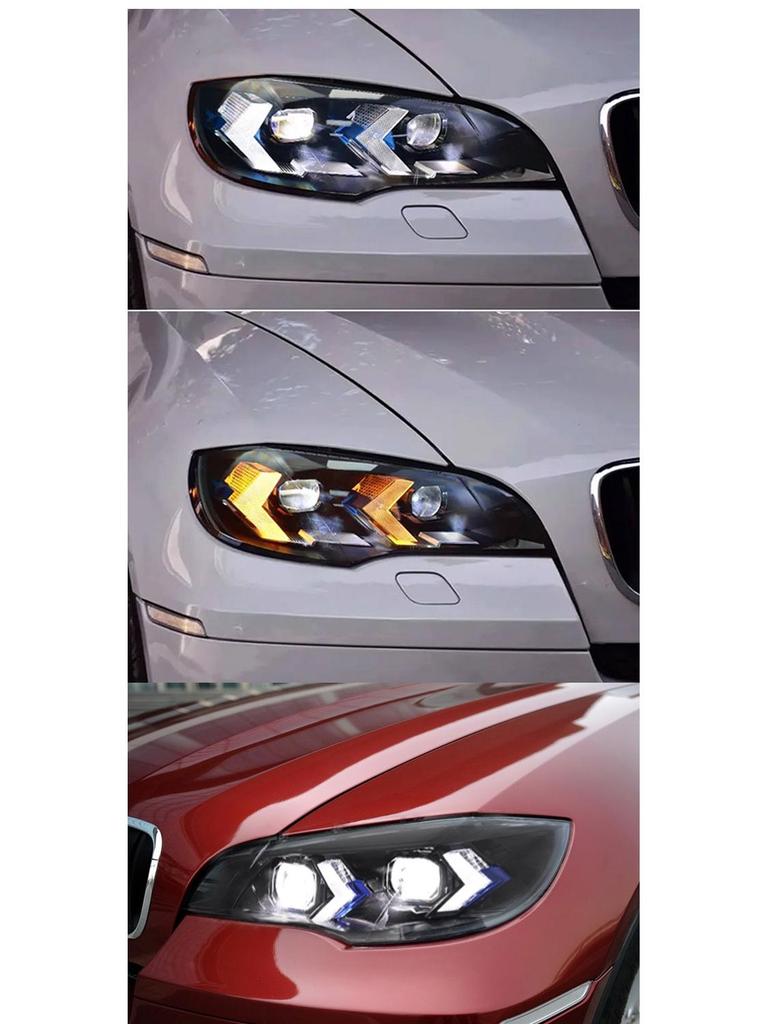 Compatible LED Headlight Assembly with Daytime Running Lights & Turn Signals for 2008-2014 BMW X6 (E71 Model)