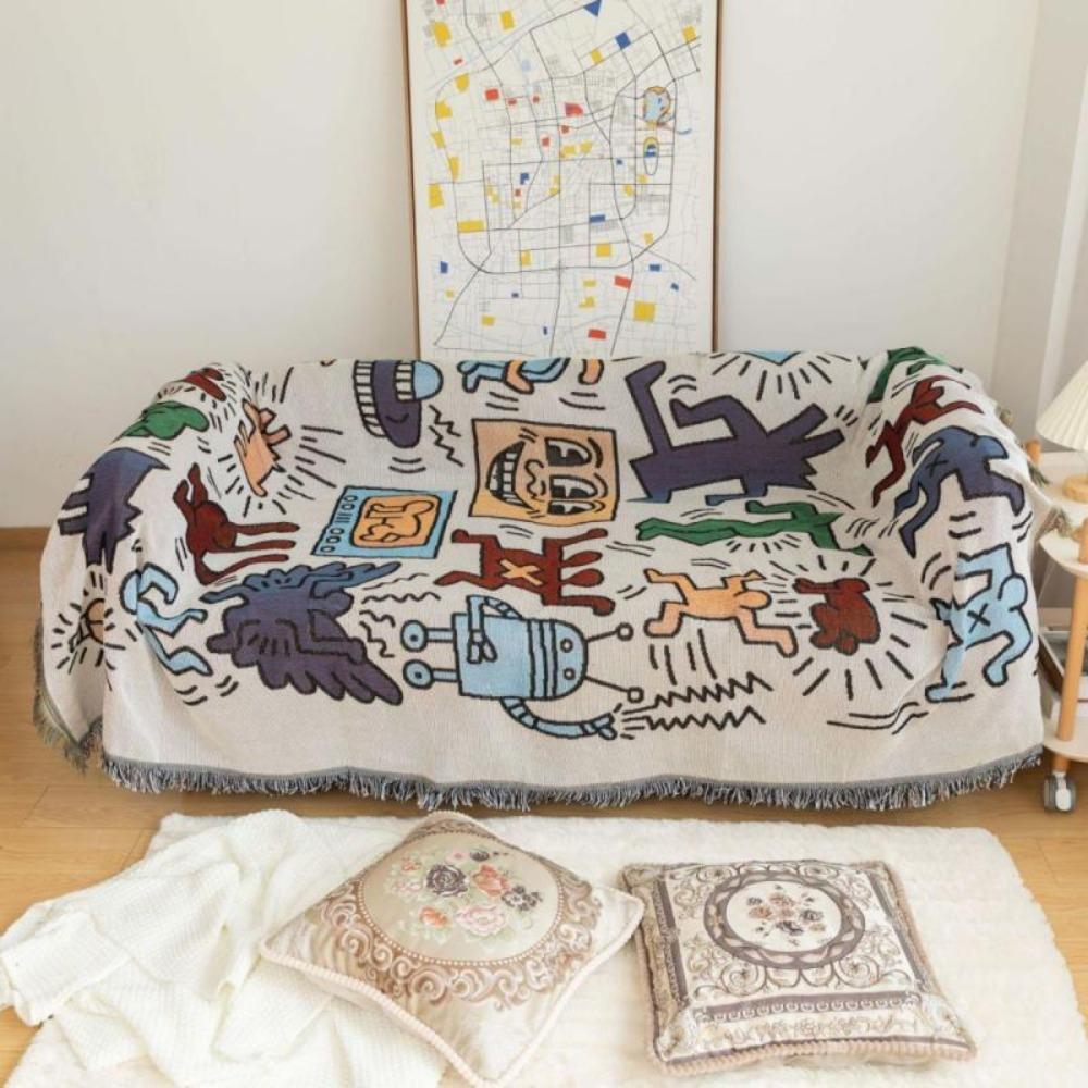 Luxury Doodle Sofa Protector Dustproof Cover Single Sofa Slipcover Decorative Blanket Soft Comfortable