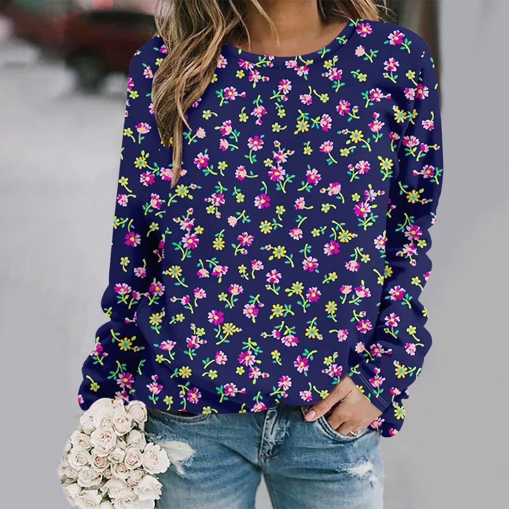 2025 Toamnă și iarnă modă nouă gât rotund mânecă lungă imprimat elegant casual hanorac larg