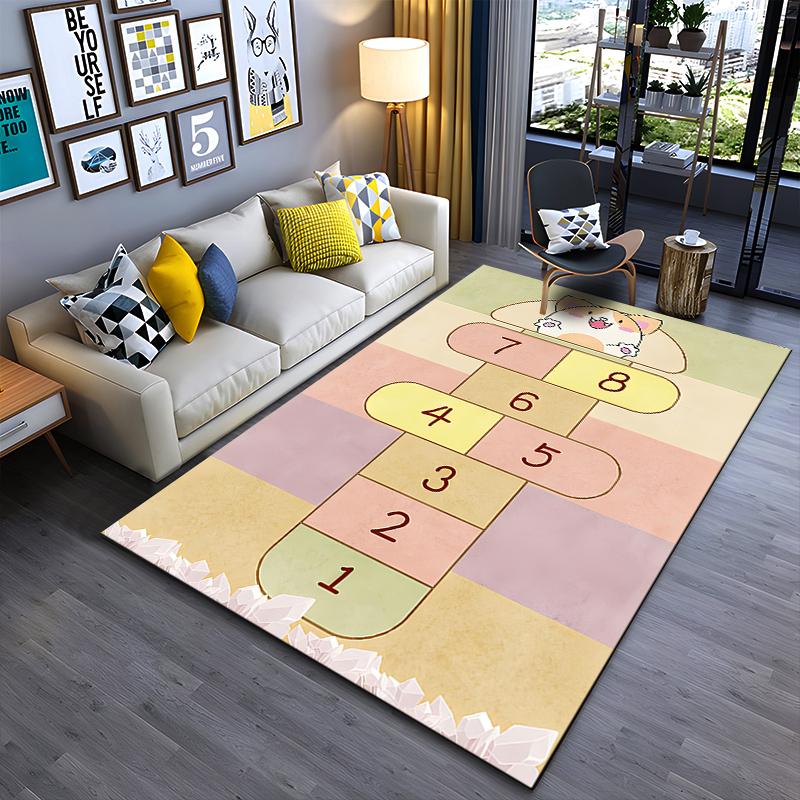 

Hopscotch rug with fun designs for kids playtime Suitable for use as an anti-slip game mat for living room and bedroom sofas 40x60cm( 15x23in )