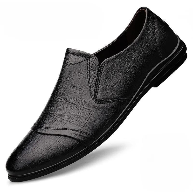 

Модная социальная обувь мужская весна-осень коричневая мужская формальная обувь круглый носок черная официальная кожа повседневная воловья кожа обувь одежда офис 44