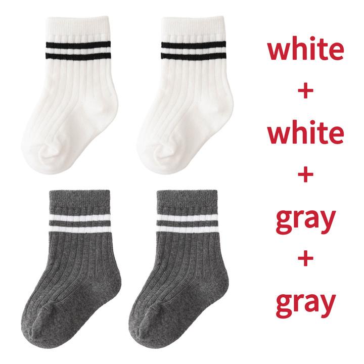 4 Pairs/set Babys Boys Striped Socks Pure Cotton Ribbed Toddler Boys Ankle Socks Pack Soft Kids Accessoies Clothes For 0-5Y Boys