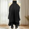 Women's Halter Neck Chiffon Mini Dress Summer Sleeveless Cocktail Party Dress Ruffle Wedding Guest Dress