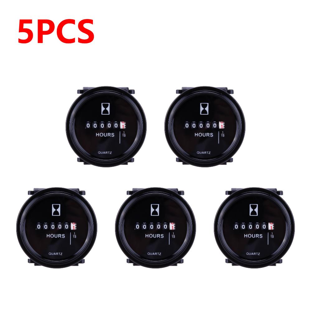 1-5pcs Engine Hour Meter Round Time Counter 6V-80V Quartz Car Timer Hour Meter Counter Gauge For Car Marine Boat Tractor Engine