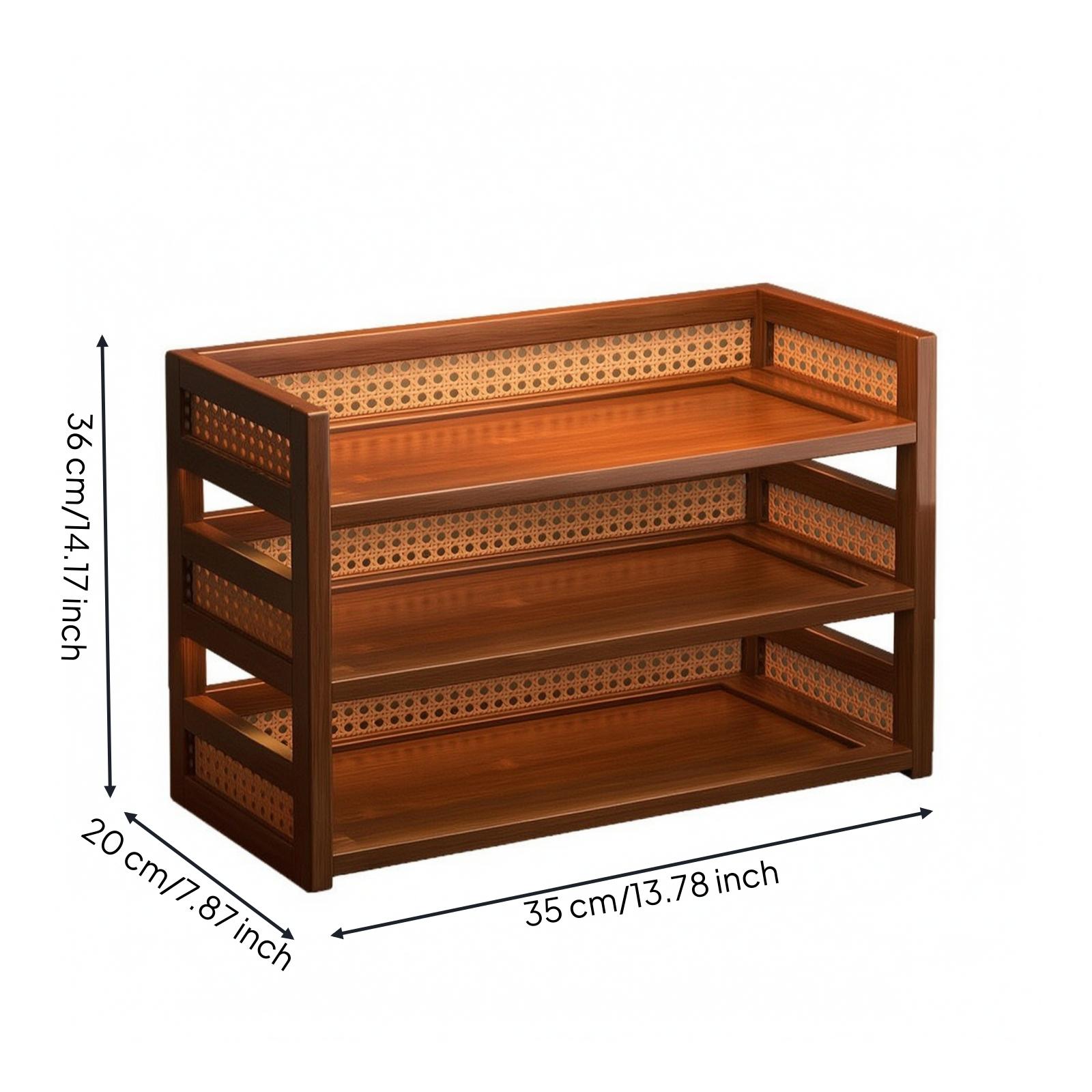 Desktop Storage Rack Rattan-Style 3-Tier Desk
