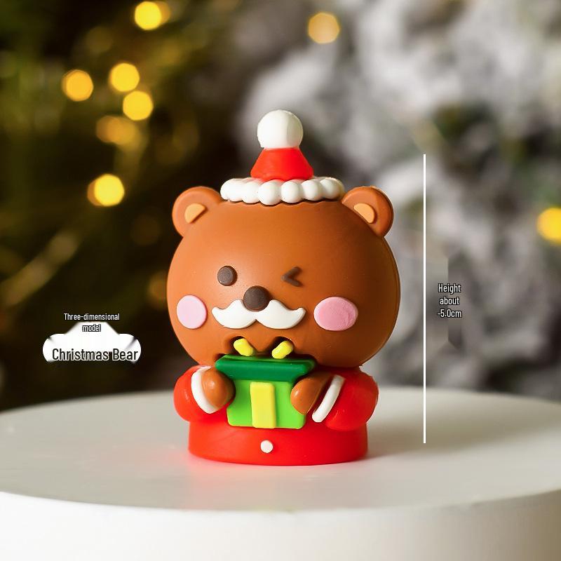 Popular Soft Glue Christmas Cake Ornaments: Santa Claus & Snowman Inserts for Holiday Party Desserts