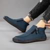 Men Fall Shoes Men Loafers Moccasins Breathable Anti-Slip Driving Shoes Outdoor Sports Casual Ankle Boots High-Top Hiking Shoes