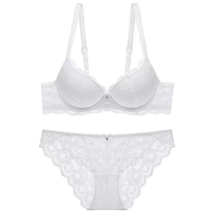 French Sexy Lace Bra Set,Push‑Up Bra Set for Small Bust,Gather Side Fat Lingerie Set
