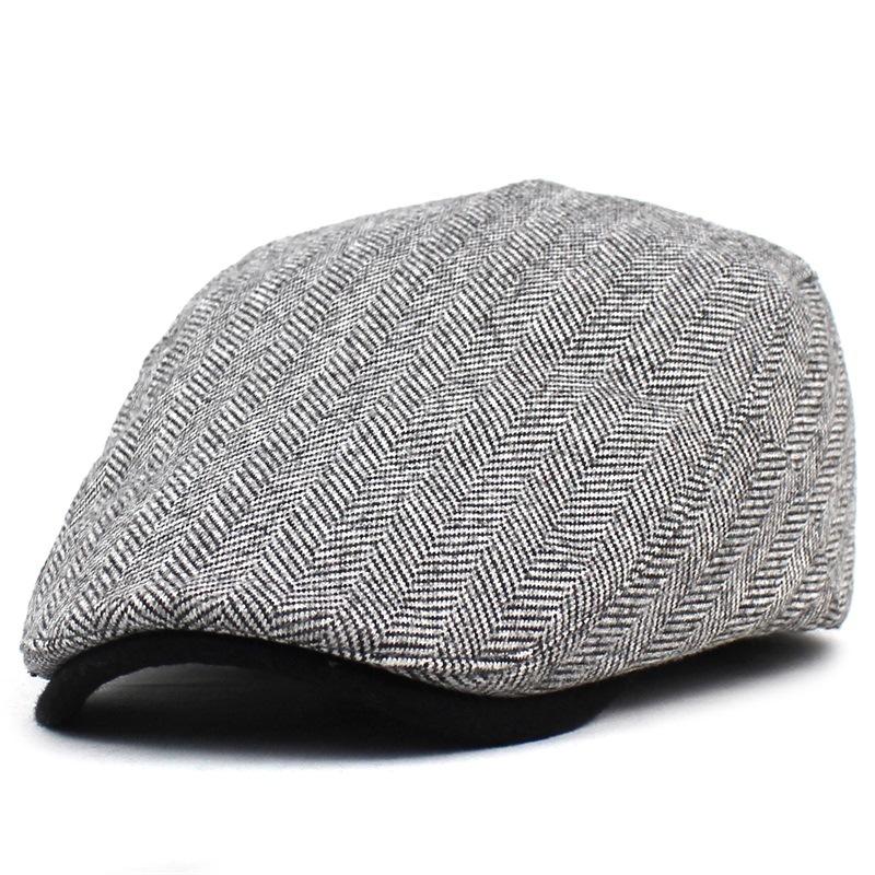 Берет Мужская шерстяная кепка Корейская классическая Женская кепка с козырьком Твидовая клетчатая плоская кепка Adjustable