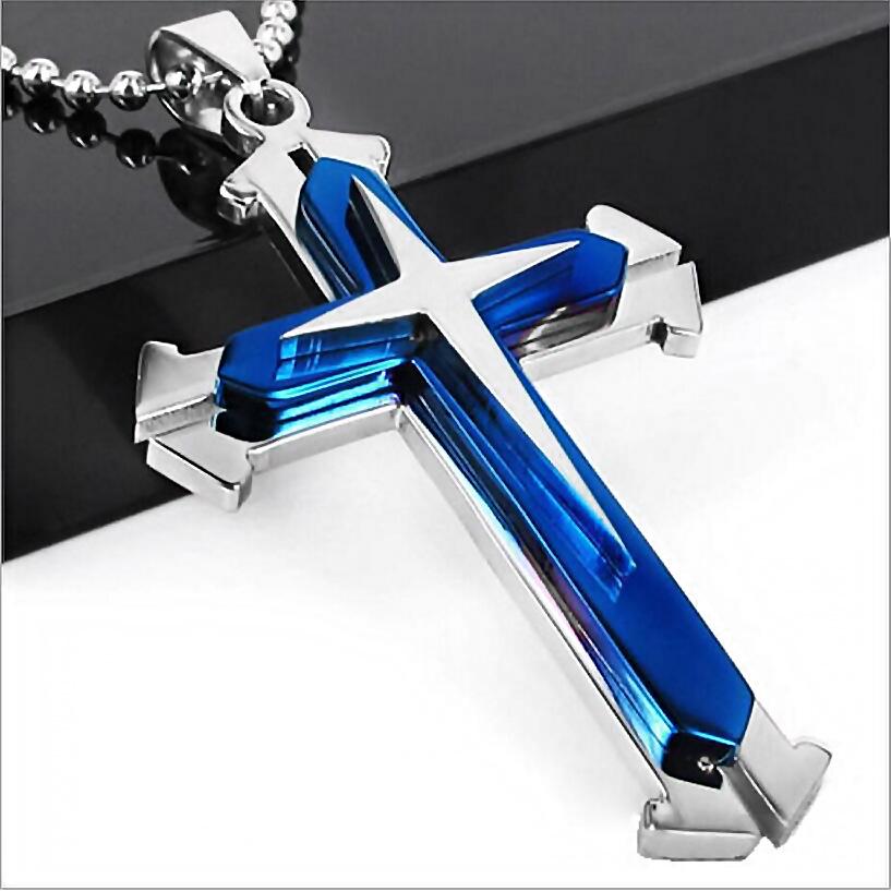 Men's Hot-Selling Three-Layer Cross Pendant Necklace Jewelry