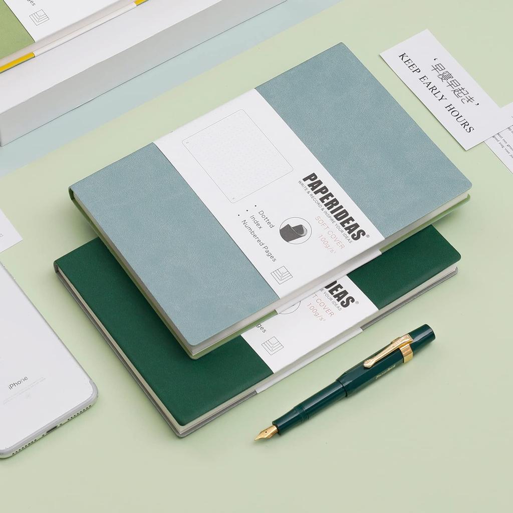 PAPERIDEAS Soft Cover Olive Notebook, A5, (Horizontal Lines, Green)