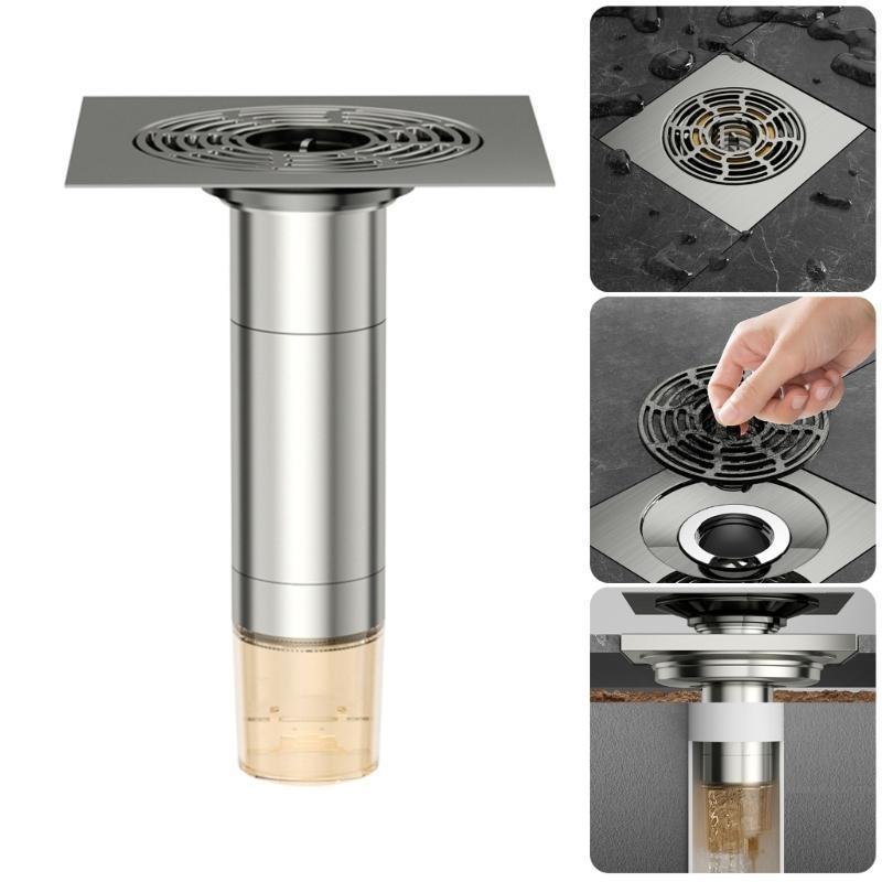 Practical Stainless Steel Floor Drain Insert Prevents Odor for Public Space